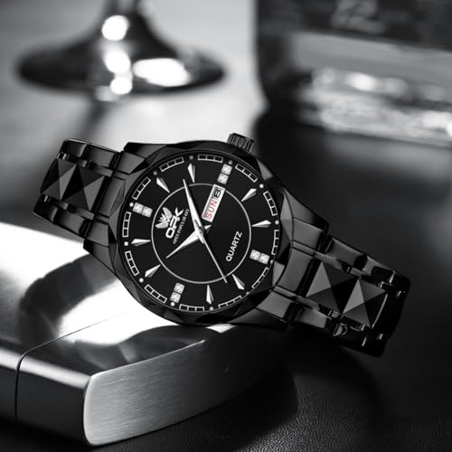 Image of OPK Watches for Men Diamond Roman Analog Mens Watches Waterproof Large Stainless Steel Men Wrist Watch Business Father Gift Watch Blue