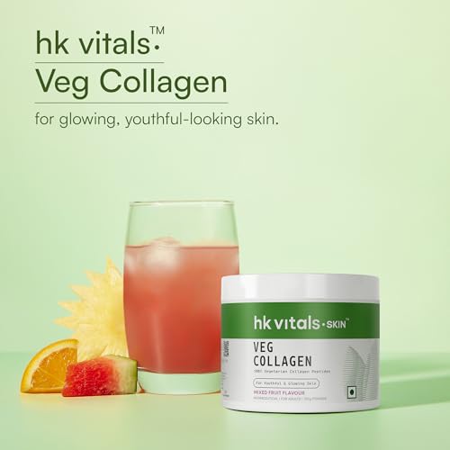 Image of hk vitals Veg Collagen Supplement Powder (Mixed Fruit, 100g) | Collagen Peptides with Vitamin C, E | For Healthy Skin, Hair & Nails