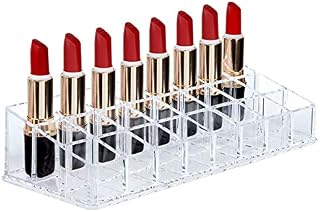 Clear Lipstick Holder Acrylic Lipstick Organizer Cosmetic Display Rack for Lipstick Cosmetic Nail Polish Jewelry 24 Slots