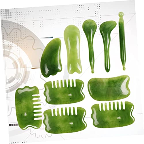 Hemoton 1 Conjunto De 10 Peças Placa De Massagem Gua Sha Bastão De Acupressão Massageador Facial Jad