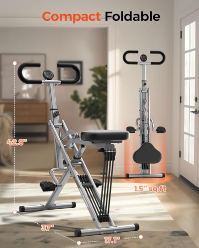 Sportsroyals Squat Machine for Home,Rodeo Core Exercise Machine,330lbs Foldable,Adjustable 4 Resistance Bands,Ride & Rowing Machine for Botty Glutes Butt Thighs,Ab Back/Leg Press Hip Thrust - Thumbnail 7