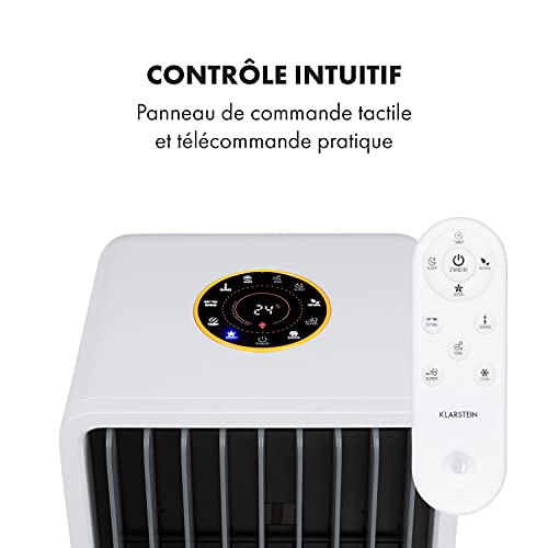 KLARSTEIN Maxflow Smart - rafraîchisseur d'air, humidificateur, ventilateur, WiFi: contrôle par appli, 80 W, 700 m³/h, 4 vitesses, 3 modes, minuterie 24 h, réservoir d'eau 5 l - blanc - Image 7