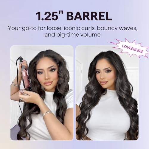 Wavytalk 5 in 1 Curling Iron Set with Curling Brush and 4 Interchangeable Ceramic Curling Wand (0.35"-1.25â), Wand Curling Iron Instant Heat Up, Dual Voltage Hair Curler - Image 6