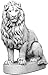 Grande figurina/statua di leone seduto, guardando sinistra, 135 cm, in pietra fuso, all'aperto
