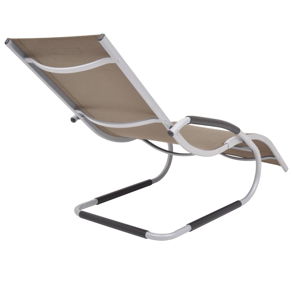 Leżak z poduszkami z aluminium i tekstylenu w kolorze taupe, do ogrodu, na taras i basen, regulowany, odporny na warunki atmosferyczne, ergonomiczny, składany, trwały, łatwy w montażu