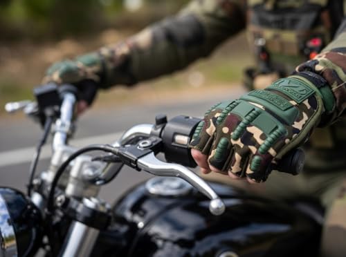 Image of Tactical Fingerless Gloves for Men - Hard Knuckle Camo Half Finger Motorcycle Riding Gloves for Airsoft, Shooting, Paintball, Hunting, Combat & Work Gear - Breathable Anti-Slip Grip