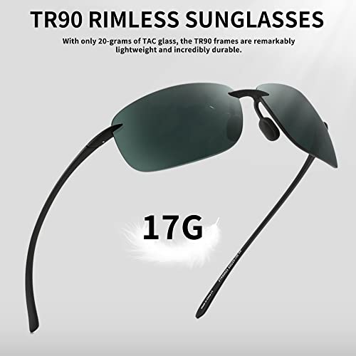 Image of JIM HALO Sport Sunglasses for Men Women TR90 Rimless Frame for Running Fishing Cycling Driving, Polarized Green, One Size