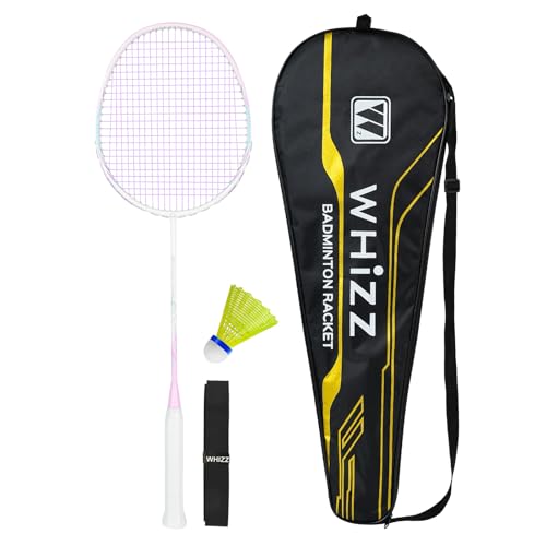 BAIHUALIN WHiZZ ZM520YM Carbon Graphit Federballschläger, Leichtgewicht Badminton Schläger Set mit Tragetasche, Griffband & Federball, Lila