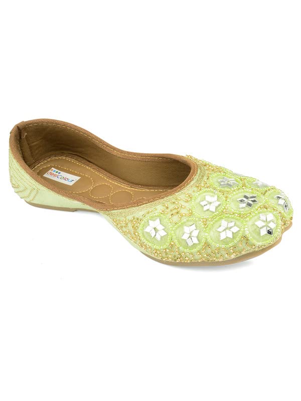 desi colour Women Ethnic Footwear Mojari/Punjabi Jutti- Dabka Work1-picture-33