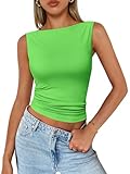 Trendy Queen Women Going Out Summer Tank Tops Spring Casual Basic Cute 2026 Sleeveless Shirt Vacation Fashion Outfit Clothes GrassGreen XL