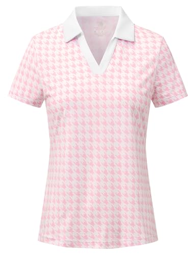 Image of BGOWATU Women's Short Sleeve Golf Tennis Polo Shirts V Neck Collared Workout Tops UV Protection Dry Fit