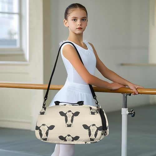 Duffle Bag for Boys or Girls with Shoes Compartment, Cows Print Sports Travel Bag Overnight3