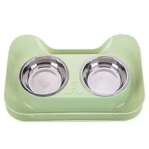 Ali Shipping Durable Stainless Steel Bowls Dog Cat Bowls No-Spill Food Dispenser Green