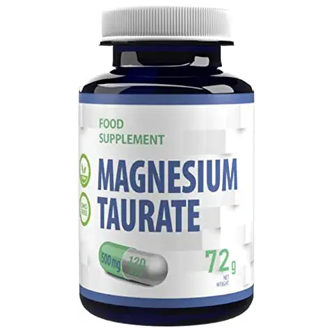 Magnesium Taurate 2000mg Per Serving 120 Vegan Capsules, 3rd Party Lab Tested, High Strength Supplement, No Fillers or Bulkers, Gluten and GMO Free Cover