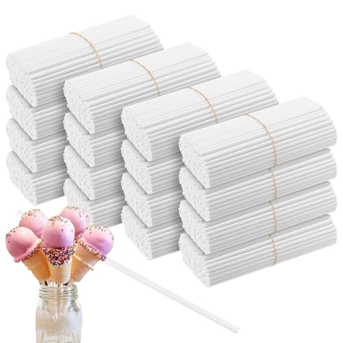 Heihak 2000 Pcs 6 Inch Cake Pop Sticks, White Paper Lollypop Sticks, Sucker Treat Stick For Lollipops, Candies, Chocolates Cookies