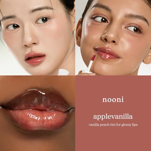 Image of NOONI Korean Lip Oil - Applevanilla | Long-Lasting, Moisturizing, Plumping, Revitalizing for Dry Lips, Waterproof, No Peel Off, Korean Tint, Hydrating Lip Stain, Nourishing Crystal Clear, 0.12 FL Oz