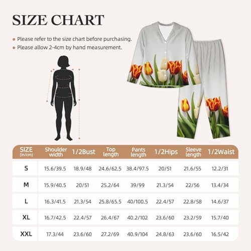 Ensemble pyjama haut de gamme imprimé tulipes finitions soignées