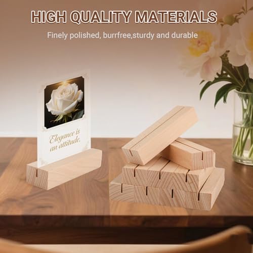 RMIVEGLIA 10 Stück Kartenhalter Holz – Stabiler Tischkartenhalter & fotohalter Holz aus Naturholz, Tischaufsteller ideal für Menükarten, Postkarten & Fotos bei Hochzeiten, Partys und Veranstaltungen.