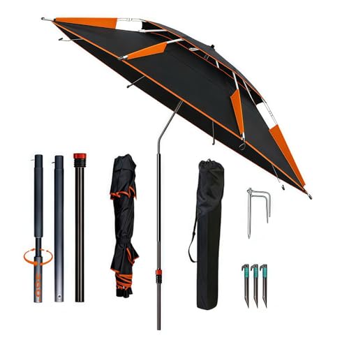 Sombrilla de Playa Ø 160 cm,Giratoria 360°,Paraguas Playa Plegable con Bolsa de Transporte,Sombrilla de Playa,Resistente al Viento,Estable,Protección Solar UV 50 con Estaca,para Balcón,Jardín,Terraza