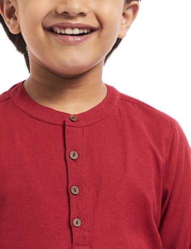 Image of Amazon Brand - Jam & Honey Regular Boys Kurta Sets (AW21KPJF01 Maroon 11-12 Years)