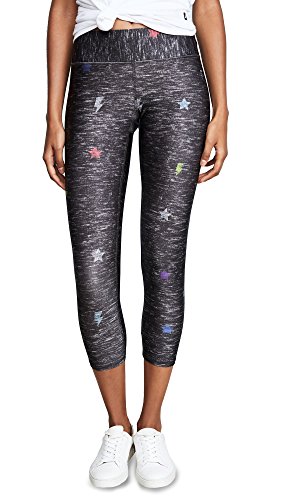 Terez Women's Scattered Stars Capri Leggings, Scattered Stars, Print, Grey, Small