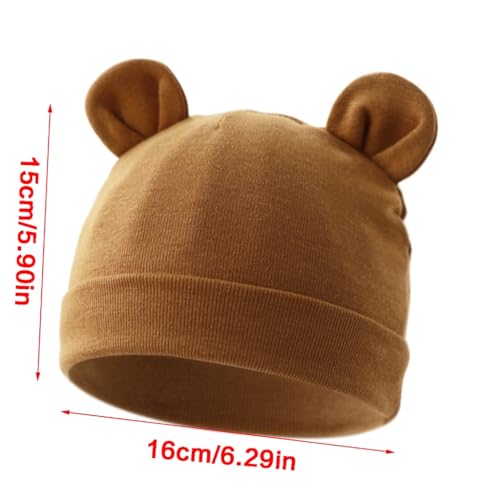 Double Layer Baby Hat with Lovely Ears Designing for 0 to 2 Years Infants Toddler Unisex Solid Color Warm Bonnet Caps3