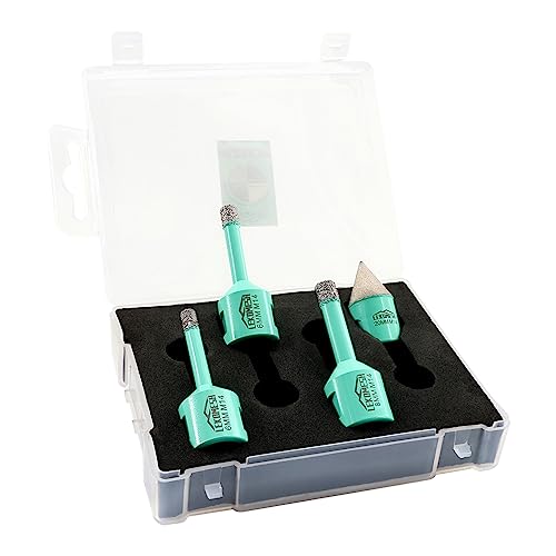Broca de Diamante - 4piezas (6/6/8mm+20mm Broca Fresado Chaflán de Diamante) LEKOMESH Sierra de Corona con Caja de Plástico para Porcelánico Cerámica Granito Mármol,Rosca M14