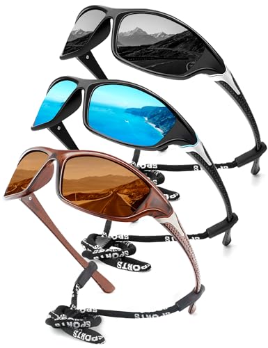 KALIYADI 3 Pack Polarized Sunglasses-Men Sports Sun-glasses: Mens Sunglasses UV Protection for Fishing Driving Cycling