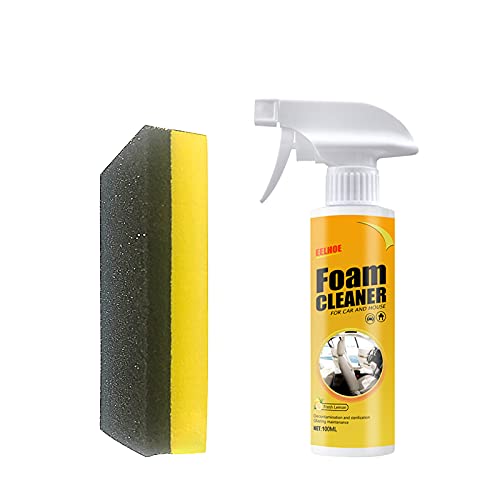Foam Cleaner for Car and House Lemon Flavor,Multi Purpose Foam Cleaner Foam Cleaner for car and House Lemon Flavor,Car Interior Cleaner Spray Foam,Car Seat Leather Shampoo Cleaner (100ML(With brush))
