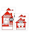 HONGSI ART Pet Rescue Stickers Fire Safety Set of 4 - in Case of Emergency/Window, Door Stickers - Save Our Pet Window Decal - Dog Cat and Other Pets/High Durability