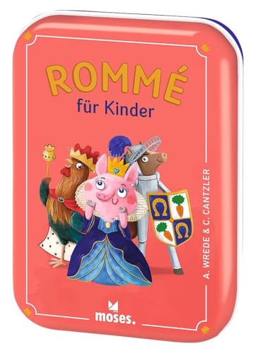 moses. Rommé für Kinder, kinderleichtes Kartenspiel mit Würfelaugen-Zählweise, Lern- & Strategiespiel in der Metalldose für unterwegs, Familienspiel ab 5 Jahren, Yellow