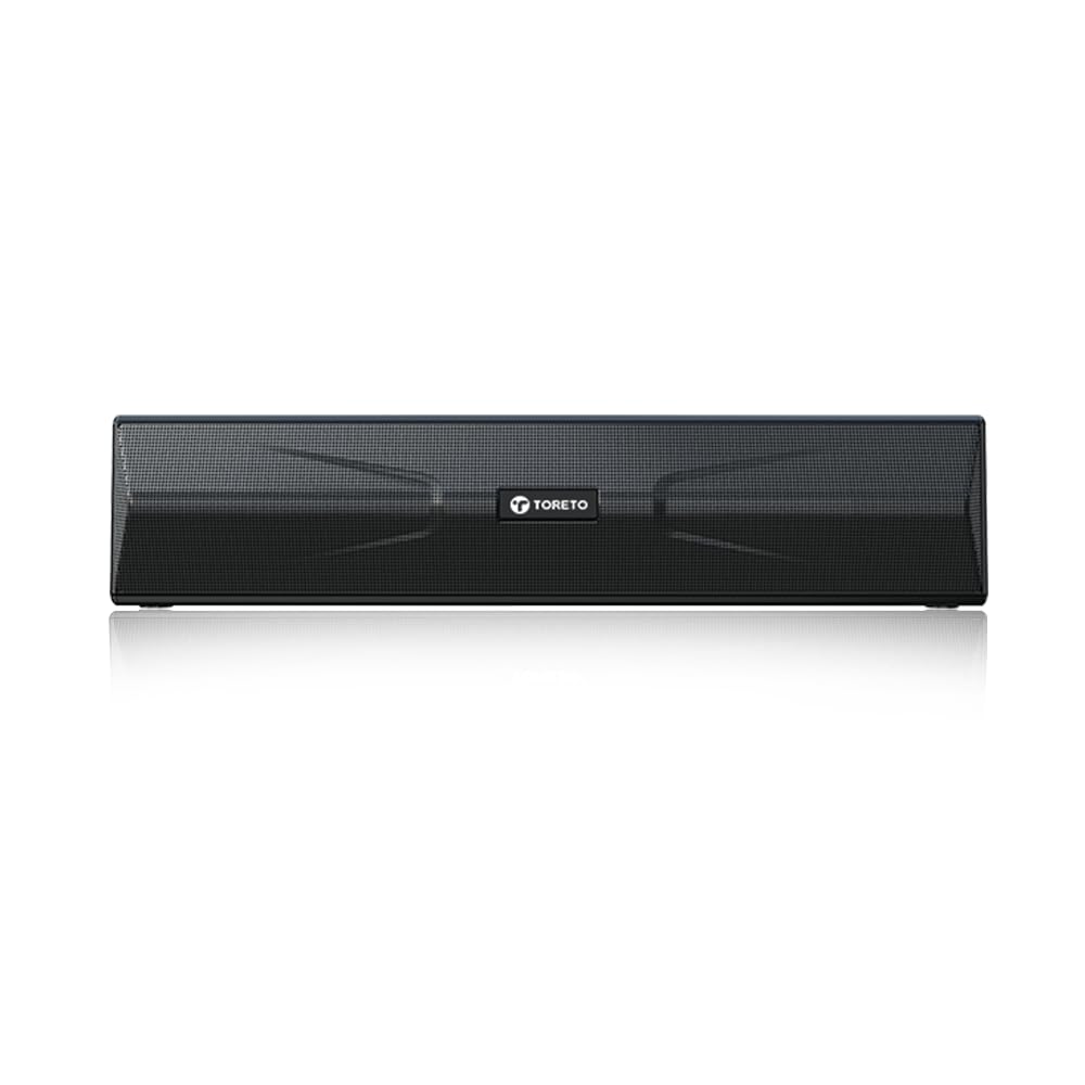 Toreto Sound Blast Mini Tor-348 Compact Soundbar|Portable Wireless Bluetooth Speaker with Mic,USB Output,Aux,TWS,Sd Card|2 Channel|12Watt|Works with Tv,Laptops&Tablet (Premium Black),Over Ear