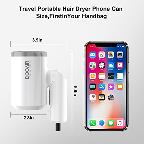 Dooair Portable Travel Hair Dryer,Dual Voltage Lightweight Blow Dryer With Eu Plug,1875W Professional Hairdryer With Folding Handle ,Concentrator Attachment Hair Dryer For Women Men (White) #TOP4