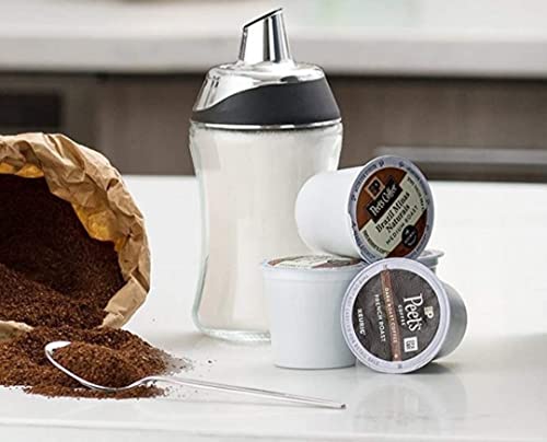 J&M Design 2-Pack Sugar Dispenser & Shaker For Coffee , Cereal , Tea & Baking With Pour Spout And Lid For Easy Spoon Measuring Pouring - 7.5Oz Glass Jar Container - Coffee Bar Accessories & Essentials #TOP6