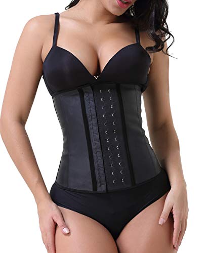 GainKee Waist Trainer Corset for Women -Latex Workout Sweat Band Waist Trimmer Tummy Control Plus Size Shapewear. (Black, Medium)