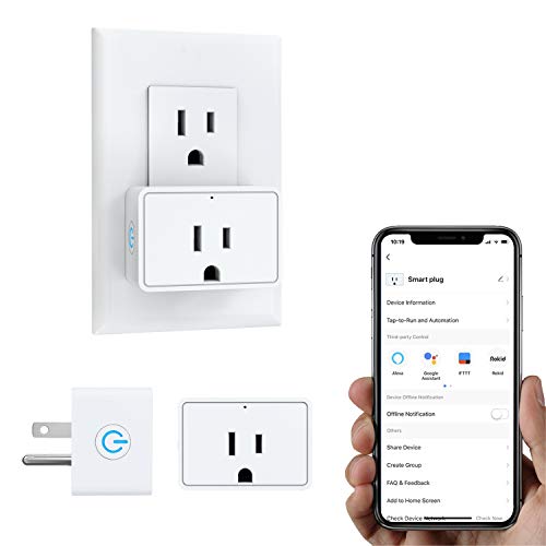 MoKo Smart Plug Mini WiFi Outlet, Compatible with Alexa/Google Home, Voice/Remote Control, Timer Plug, Current Measurement & Monitoring, 16A, No Hub, Only Supports 2.4GHz Network, White