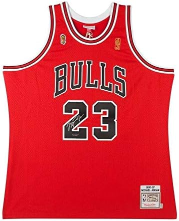 Michael Jordan Signed 1996-97 Mitchell & Ness Bulls Red Jersey NBA Finals UDA – Autographed NBA Jerseys