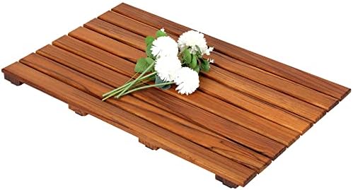 VaeFae Teak Shower Mat, Non-Slip Bath Mat, Luxury Spa Mat, Wooden Mat for Bathtub, 66 x 43.2 cm