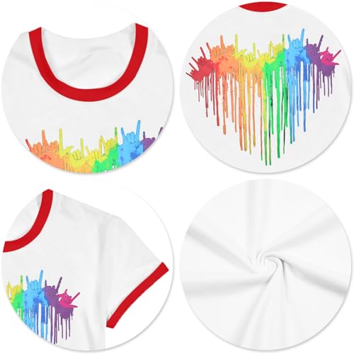 Image of Ithalt Kids Pride Shirts for Girls Boys LGBTQ Tshirt Rainbow Graphic Tee Shirt Litter Girls LGBT Gay Pride Tops 5-14y