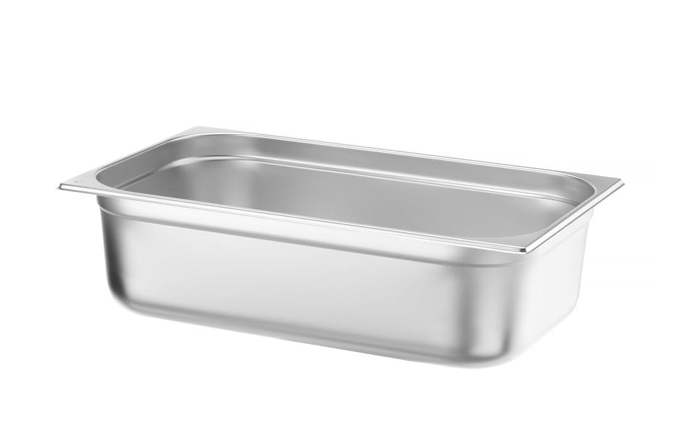 HENDI Bac Gastronorme, GN 1/1, résistance thermique -40 °C à 300 °C, utilisable dans des fours à convection, des réfrigérateurs, des bain-maries, des chafing dishes, 21L, 530x325x(H)150mm, inox