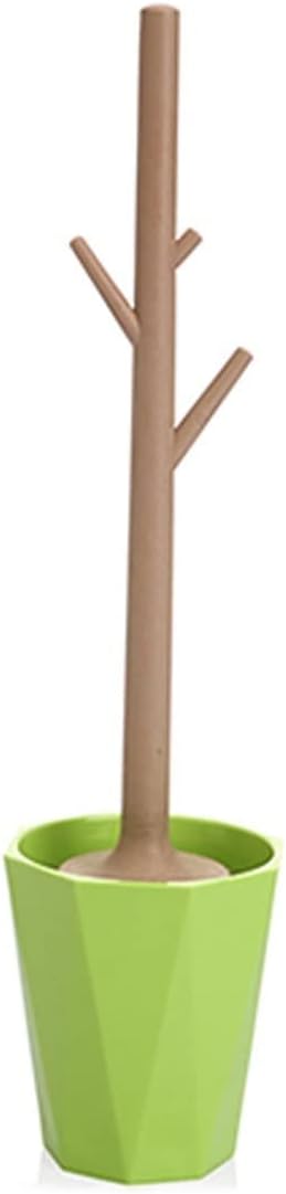 Toilet Brush Holder Toilet Brush,Branch Shape Toilet Brush Fashion Bathroom Accessories Plastic Toilet Brush Holder Long Handle Easy to Clean Green Red Yellow Toilet Brush Holders(C)