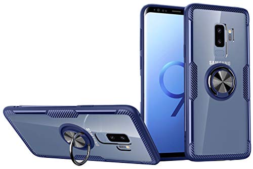 Cover Trasparente per Samsung Galaxy S9 Plus con Supporto anello Acrilico trasparente Custodia S9 Plus con piastra metallica per Auto Smartphone Magnetico