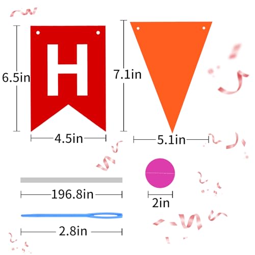 Image of Colorful Happy Birthday Banner Hanging Sign Circle Dot Triangle Bunting