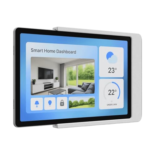 Cleverstation Tablet Wandhalterung für iPad 10. & 11. Generation (10,9/11 Zoll) - Passgenauer & Flacher Slide-in Halter für Smart Home Display & Dashboard mit Kabelführung - Weiß