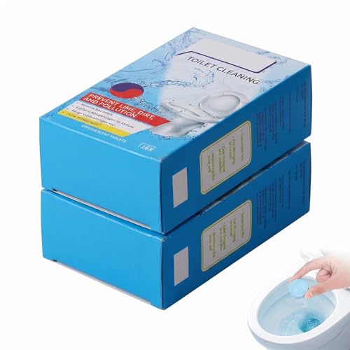 32 Pastillas Limpiador de WC Efervescente (2 Cajas), Tabletas para Inodoro con Oxígeno Activo, Desincrustante de Cal y Suciedad para Cisterna y Taza, Limpieza Profunda y Frescura Duradera