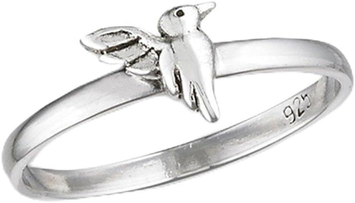 High Polish Hummingbird Bird Ring New .925 Sterling Silver Band Sizes 3-8