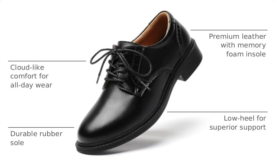 Image of Oxford Shoes for Women Black Formal Lace up Flats Dress Saddle Work Office Ladies Business Casual Dressy Shoes