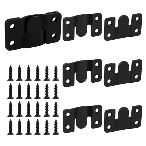 Image of 3 Pairs Black Stainless Steel Flush Mount Bracket - Interlocking Heavy Duty Photo Frame Hook & Furniture Connector for Hanging Headboards, Large Picture Display & Wall Mount Hardware