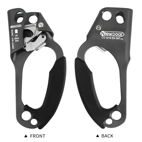 Image of NewDoar Hand Ascender Rock Climbing Tree Arborist Rappelling Gear Equipment Rope Clamp for 8~12MM Rope(Right Hand Grey)