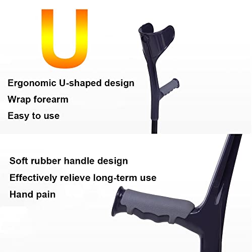 Muletas de antebrazo,Pies de goma antideslizantes,Muletas para adultos,Piernas de apoyo después de una lesión o cirugía,Muleta para caminar para adultos,Soporte de 150 kg,Altura ajustable 69